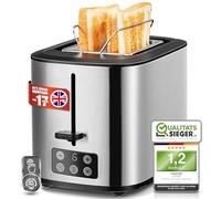 Linsar - Tostapane - Tostapane a due fette - Con display touch, 6 livelli di doratura, vassoio raccoglibriciole estraibile, scalda-panini integrato e spegnimento automatico - 980 watt - (acciaio inox)