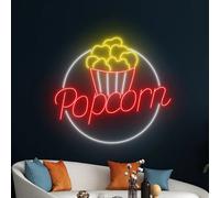 L'insegna al neon del popcorn, popcorn ha condotto la decorazione leggera della parete della stanza del cinema, luci al neon del film