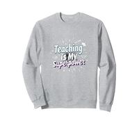 L'insegnamento è Il Mio Orgoglio educatore superpotere Felpa, Unisex per Adulti, Grigio Melange, XXL