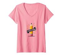 L'insegnamento è Il Mio superpotere: educatore ispiratore, Insegnante Maglietta con Collo a V, Donna, Rosa, XL