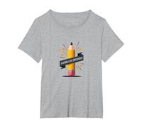 L'insegnamento è Il Mio superpotere: educatore ispiratore, Insegnante Maglietta, Donna Plus-Size, Grigio Melange, 1X