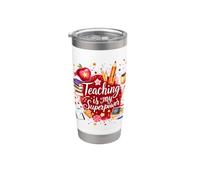 L'insegnamento è il mio superpotere Insegnante Professore Scuola Studente Bicchiere termico in acciaio inox doppia parete