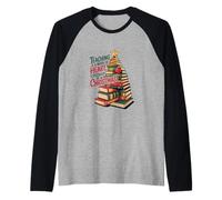 L'insegnamento è un'opera di Cuore - Albero del Libro di Natale Maglia con Maniche Raglan