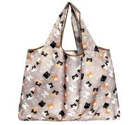 LinsLiliana - Borsa da viaggio pieghevole, grande, 50 x 66 cm, riutilizzabile, ad asciugatura rapida, resistente agli strappi, per shopping, viaggi, gite, morbida e leggera, Gatto Grigio