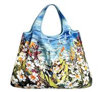 LinsLiliana - Grande borsa per la spesa pieghevole, 50 x 66 cm, riutilizzabile, ad asciugatura rapida, da spiaggia, antistrappo, per shopping, viaggi, gite, morbida e leggera, Crisantemo selvatico