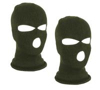 LINSOCLE 2 mascherine per balaclava, 3 fori, passamontagna a maglia, maschera multifunzione, cappello da sci per moto e bicicletta, Verde militare + verde militare, Taglia unica