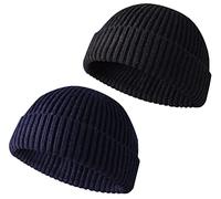 LINSOCLE 2PCS Fisherman Beanie, Fisherman cap Beanie, Trawler Invernale Beanie Hat, Cappelli Invernali Caldi Cappello Lavorato a Maglia Morbido e Lggero Unisex