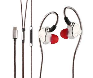 Linsoul 7Hz Salnotes Zero HiFi 10 mm Dynamic Driver In-Ear Auricolare IEM in metallo Piastra frontale in acciaio Cavo OFC a 2 pin staccabile (bianco, con microfono, 7Hz Salnotes Zero)