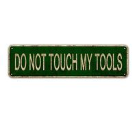 LINStore, segnale di avvertimento, per uso interno/esterno, cartello in alluminio - Do Not Touch My Tools, 10 x 40 cm