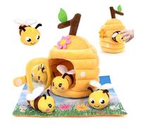 LinStyle Giocattoli per bambini da 6 a 12 mesi, morbido alveare con 4 api specchio tappetino da gioco Montessori, giocattolo motorio, regalo di compleanno, Pasqua, Natale, per bambini, 1 2 anni
