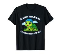 L'intelligenza Artificiale Non può sostituirmi Funny Turtle Unhinged Meme Gen Z Cringe Maglietta