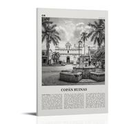LINTEZHG Copán Ruinas Black and White Poster decorativo da parete, per soggiorno, camera da letto, decorazione moderna per camera da letto, 30 x 45 cm