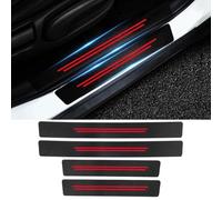 LINTINGLIHAI 4 Pezzi Battitacco Auto per Ford C-Max C Max CMAX, Fibra Carbonio Protezione del Davanzale Portiera AntiGraffio Soglia Porte Adesivo Accessori, B/Red