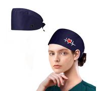 LINTRA 2 Pezzi Cuffietta Chirurgica, Cotone Gorro de Enfermera Dentista, Blu Scuro Cuffietta Infermiera, per Infermieri Ospedalieri e Personale di Cliniche Mediche, Infermieri di Case di Cura