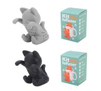 LINTRA 2 Pezzi Filtro Tisana Infusione, Infusore Tè Silicone, Forma di Gatto, 3D Fun Infusore per Tisane per Ciotole da Tè, Tazze da Tè
