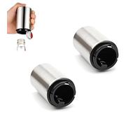 LINTRA 2 Pezzi Magnetico Automatico Apri di Bottiglia, Acciaio Inossidabile Push-Up Apribottiglie per Birra, Apribottiglia Calamita, Perfetto Regalo per Amico, Papà o Amante Della Birra
