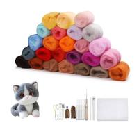 LINTRA 25 Colori 2 Grammi Lana Cardata, Lana, Lana da Fiaba con Set di Strumenti e Manuale di Istruzioni, Possono Essere Utilizzati per Lavori Artigianali Fai da te, Strumenti per Principianti