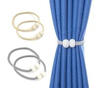 LINTRA 4 fermatenda per tende, con design magnetico, colore grigio e beige, per tende, per camera da letto, soggiorno, ufficio