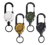 LINTRA 4 Pezzi Porta Chiavi, 4 Colori Porta Badge Retrattile, Portachiavi Retrattile con Fune in Acciaio da 64 cm, Adatto per Carte D'identità, Chiavi Magnetiche