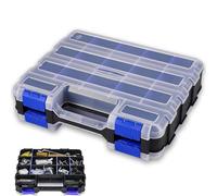 LINTRA Cassetta Porta Viti Bifacciale, 34 Scomparti Valigetta Porta Minuteria, Organizer Attrezzi con Ripiani Rimovibili, Design Portatile Organizer Viti, per Vitis, Dadi e Minuteria