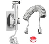 LINTRA Doccino per Bidet, Acciaio Inossidabile Idroscopino per WC, Argento Portatile Doccetta per Lavandino, con Tubo Flessibile in PE da 2 Metri, Adatto per Cucine, Bagni o Hotel