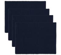 LINUM Confezione da 4 tovagliette in tinta unita, 35 x 46 cm, 100% cotone a costine, lavabile, blu scuro