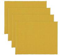 LINUM UNI Tovagliette 4-pezzi 35x46 cm, 100% cotone, Lavabile in lavatrice, Giallo Mostarda