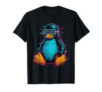 Linux Penguin G odifica sotto la Luna Digitale Maglietta
