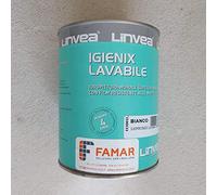 Linvea Igienix Lavabile Bianco 1 Lt. Idropittura Murale Per Interni Lavabile Resistente Alle Muffe