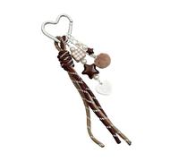 Linvimia Portachiavi con perline con ciondolo a forma stella a forma cuore, design floreale per donne amanti della musica Portachiavi con ciondoli