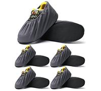 Linwnil Copriscarpe di alta qualità, lavabili, riutilizzabili, antiscivolo, per appaltatori, resistenti, grandi, colore grigio, confezione da 3 paia, Grigio, 5 paia, Large