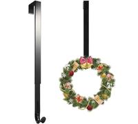 Linwnil Gancio per ghirlande, lunghezza regolabile da 35,5 a 66 cm, gancio per ghirlande, 9,1 kg, resistente, per porta d'ingresso, per Natale, Pasqua, Halloween, decorazioni (nero, 1 pezzo)
