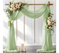 LINXTAR Tessuto drappeggiante per arco nuziale 76,2 cm x 5,49 m, in chiffon trasparente, 1 pannello, verde salvia, drappo per addio al nubilato, baby shower, cabina fotografica, decorazione per chiesa