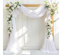 LINXTAR Tessuto drappeggiato bianco per archi nuziali 76,2 cm x 5,49 m in chiffon trasparente, 1 pannello, fondale drappeggiato per addio al nubilato, baby shower, cabine fotografiche, decorazione per