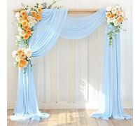 LINXTAR Tessuto drappeggiato per archi nuziali 76,2 cm x 5,49 m, in chiffon trasparente, 2 pannelli, celeste, per addio al nubilato, baby shower, cabina fotografica, decorazione per chiesa