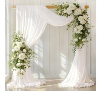 LINXTAR Tessuto drappeggiato per archi nuziali color avorio, 1 pannello, 76 x 45 m, in chiffon trasparente, per cabina fotografica, addio al nubilato, baby shower, chiesa, decorazione per neonati
