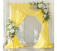 LINXTAR Tessuto drappeggiato per arco di nozze, 2 pannelli, 76 cm x 45 m, in chiffon giallo trasparente, per cabina fotografica, addio al nubilato, baby shower, chiesa, decorazione per neonati