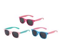 LINYIJOY Occhiali da sole per bambini, confezione da 3 pezzi, UV400, per bambini da 2 a 8 anni, montatura in silicone, stile retrò, rettangolari, colore rosa, blu, magenta, per spiaggia, estate