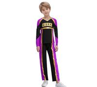 Linyuir Bambina Costume Per Tifosi Maschili Uniforme Di Cheerleading Per Ragazzi Ginnastica Cheerleading Costume Halloween Viola 7-8 anni