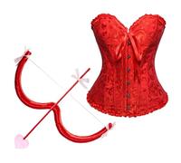 Linyuir Corso Per Regalo Di San Valentino Top Bustier Maglia Sottobusto Arco Angeli Freccia Costume Per Feste Di Cosplay Rosso 2 pezzi M