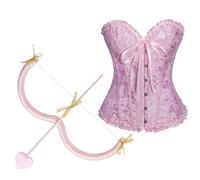 Linyuir Corso Per Regalo Di San Valentino Top Bustier Maglia Sottobusto Arco Angeli Freccia Costume Per Feste Di Cosplay Rosa 2 pezzi L