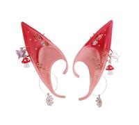 Linyuir Costume Del Rinascimento Orecchie Di Elfi Orecchie Dolci E Appuntite Con Muschio Fungo E Fiore Per Donna Rosso B Taglia unica