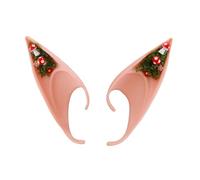 Linyuir Costume Del Rinascimento Orecchie Di Elfi Orecchie Dolci E Appuntite Con Muschio Fungo E Fiore Per Donna Rosso C Taglia unica