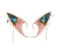 Linyuir Costume Del Rinascimento Orecchie Di Elfi Orecchie Dolci E Appuntite Con Muschio Fungo E Fiore Per Donna Blu Taglia unica
