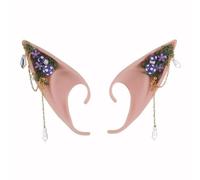 Linyuir Costume Del Rinascimento Orecchie Di Elfi Orecchie Dolci E Appuntite Con Muschio Fungo E Fiore Per Donna Viola A Taglia unica