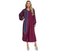 Linyuir Donne Coro Veste Lunga Maniche Tunica Collo Tondo Abito Loose Fit Blocco Colore Abiti Festa Chiesa Lode Lirica Danza Costume Uniformi Coordinate Borgogna M
