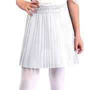 Linyuir Fazzoletta per Bambina Gonna A Linea A Gonna Estiva Corta A Ginocchio Alta Vita da Pattinatore A Campana A Piatto per Scuola Autunno Inverno Uniforme Avorio 11-12 Anni