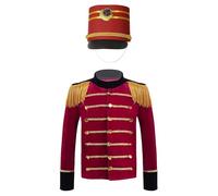 Linyuir Giovane Schiaccianoci Principe Giacca E Cappello Bambini Direttore Del Circo Costume Cosplay Natale Carnevale Abiti Rosso B 3-4 anni