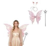 Linyuir Kit Cosplay Fata Farfalla Accessori Costume Adulti Set Alette Seta | Design Elegante,Le Ali Dell'Angelo Sono Fatte Organza Trasparente,Feste E Cosplay Halloween,Rave,Festa,Costume Per,Lolita