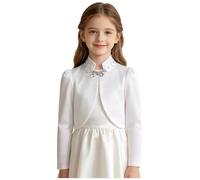 Linyuir Scaldacuore Danza Classica Bambina Giacca Corta Ventaglio Corto E Pancia Scoperta Coprispalle Bianco Anni Elegante Cocktail Bianco 5-6 Anni